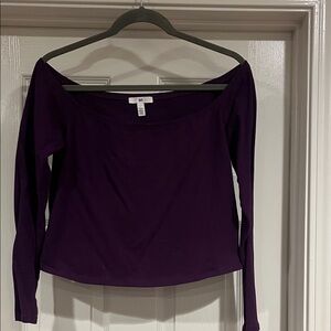 bp Off-Shoulder Long Sleeve Top in Dark Purple